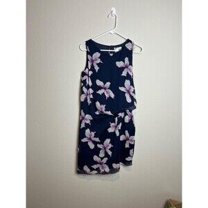 M.S.S.P Dress Womens Small‎ Blue Floral Sleeveless Blouson Tank Lined Short